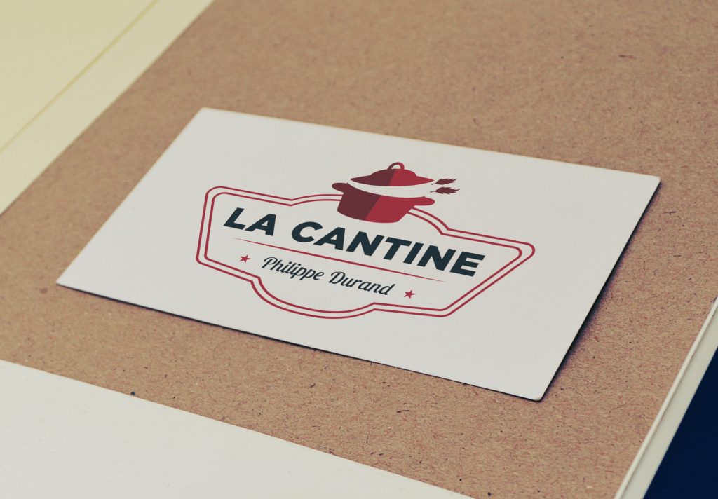 Carte de visite avec le logo du restaurant La Cantine