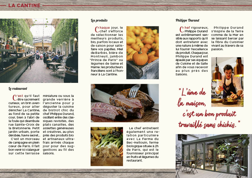 Verso du dépliant promotionnel pour le restaurant La Cantine